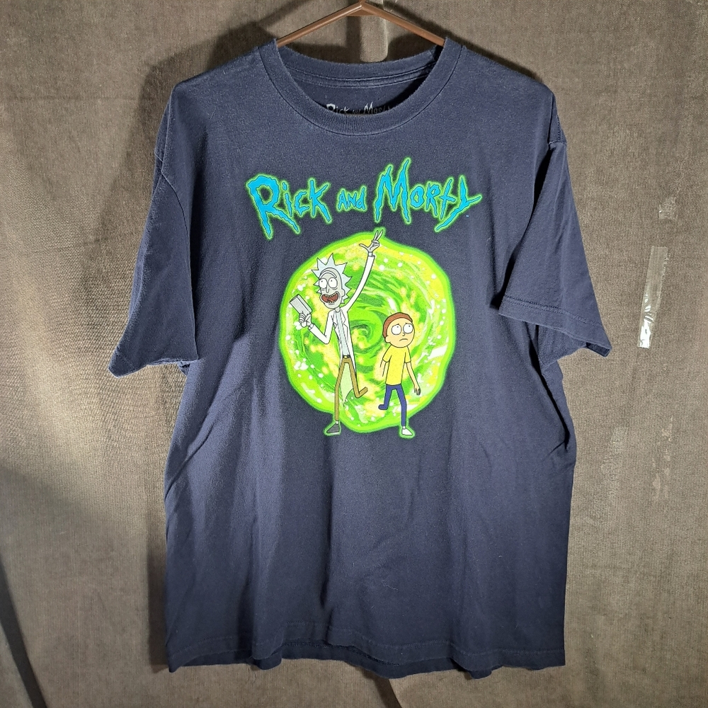 Adult Swim Rick & Morty Dimension Portal Navy Blue Graphic Tee G XL